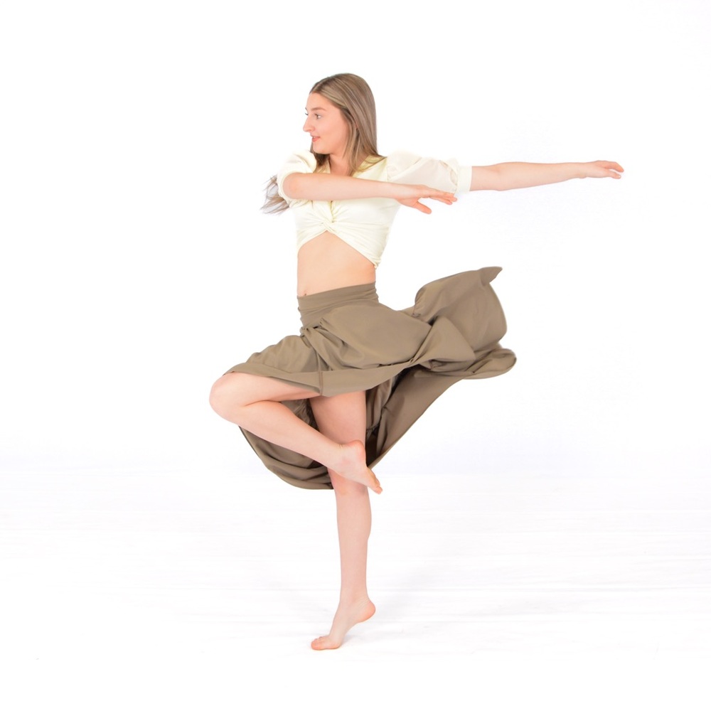 Tan Asymmetrical Midi Skirt for dance